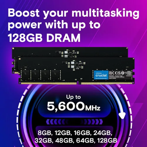 Miniatura 3 de Crucial CT8G48C40U5 - Memoria RAM DDR5 de 8GB, 4800MHz para computadora de escritorio, UDIMM de 288 pines, Compatible con Intel Core de 13ª