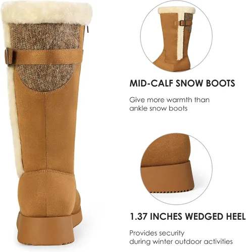 Miniatura 3 de DREAM PAIRS Botas de nieve de invierno para mujer, a media pantorrilla, a la moda, peludas, cálidas