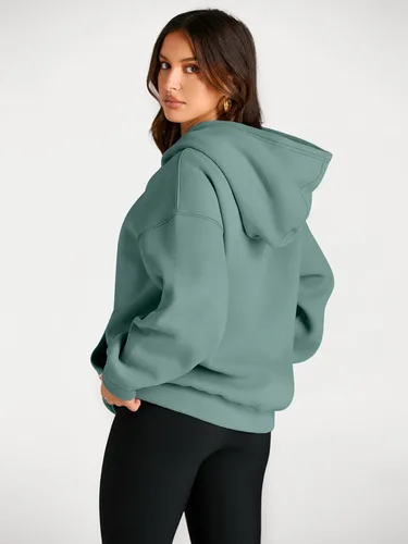 Miniatura 70 de Trendy Queen - Sudaderas extragrandes con capucha para mujer, suéteres de manga larga, sin botones, de vellón, de otoño, ropa de invierno