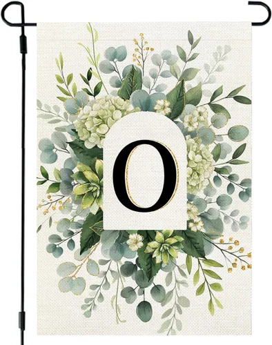 Miniatura 30 de CROWNED BEAUTY Bandera de jardín con monograma, letra inicial A de 12 x 18 pulgadas, doble cara para Outsdie, pequeña flor de primavera, apellido