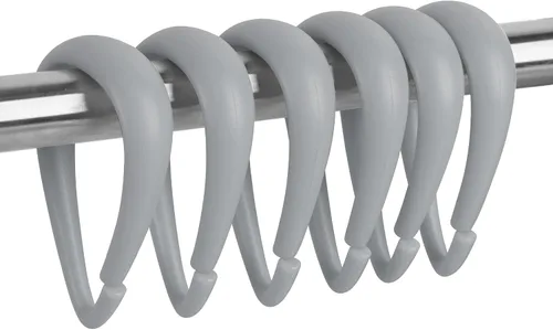 Miniatura 10 de Top-spring Ganchos para cortina de ducha, anillos de cortina de ducha de plástico negro, ganchos de ducha en forma de gota para cortina de baño