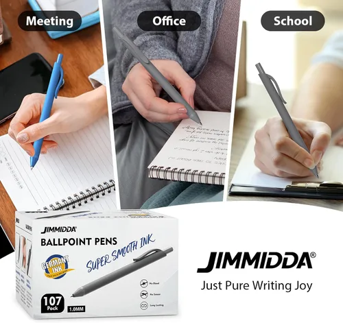 Miniatura 7 de Bolígrafos al por mayor, paquete de 107 bolígrafos de tinta negra y azul, punta media de 1.0 mm, retráctiles al por mayor para escritura suave