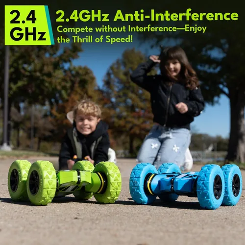 Miniatura 6 de Threeking - Coches a control remoto, juguetes de autos RC para niños y niñas de 6 a 12 años, baterías modulares USB-C mejoradas, auto de acrobacias