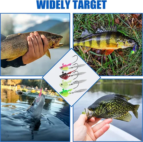 Miniatura 9 de OROOTL Underspin Jig Heads with Spinner Blades, 12pcs Swimbait Fishing Lure Jig Heads Bladed Swim Jigs for Saltwater Freshwater Fishing 1/4oz 3/8oz