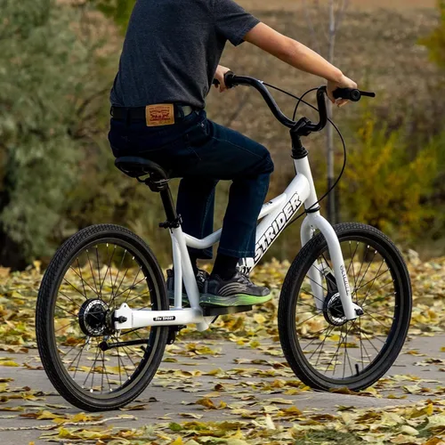 Miniatura 6 de Strider 20x, color blanco, bicicleta de equilibrio para aprender a montar para mayores de 8 años, incluye frenos de mano de tambor dobles y soporte