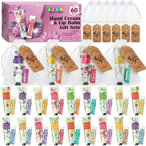 Miniatura 8 de AZEN 30 juegos de regalos a granel, crema de manos y aceites esenciales a granel con bolsa de organza, tarjeta de agradecimiento, regalos de baby