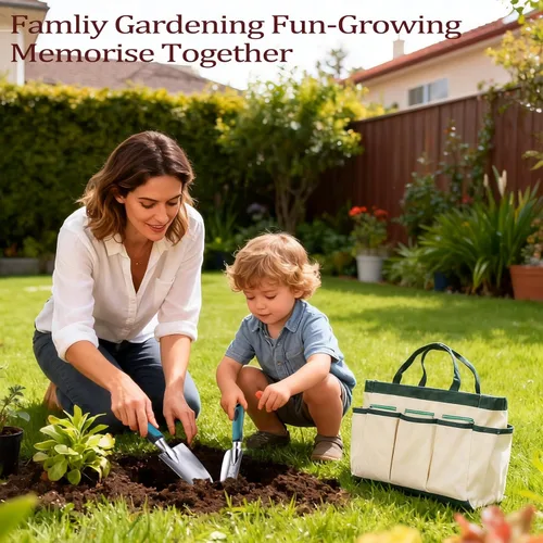 Miniatura 8 de Juego de 8 herramientas de jardinería resistentes con bolsa de mano, herramientas manuales de jardinería de aluminio a prueba de óxido con agarres