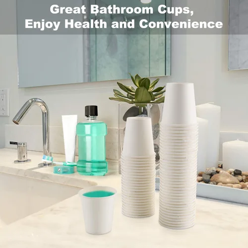 Miniatura 3 de 【Paquete de 100 vasos de papel de 3 onzas】 vasos de papel de abeto para frío y calor, tazas de enjuague bucal, tazas de papel de baño de 3 onzas