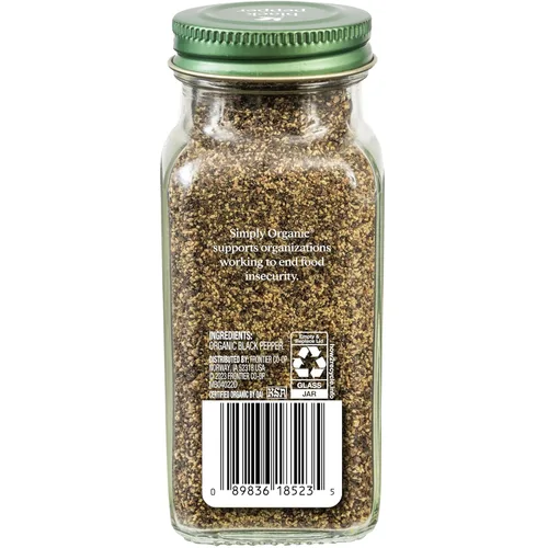 Miniatura 2 de Simply Organic Pimienta negra molida, tarro de 2.31 onzas, pimienta molida media, orgánica certificada, kosher, potente sabor a pimienta