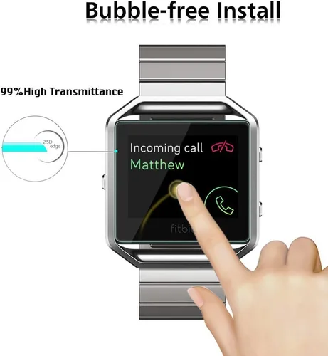 Miniatura 4 de Paquete de 4 protectores de pantalla de vidrio templado para Fitbit Blaze Smart Watch [0.012 in 2.5D alta definición 9H] película protectora