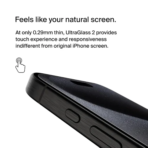 Miniatura 5 de Belkin ScreenForce UltraGlass 2 - Protector de pantalla para iPhone 15 Pro Max, resistente a los arañazos, vidrio probado con dureza 9H con diseño