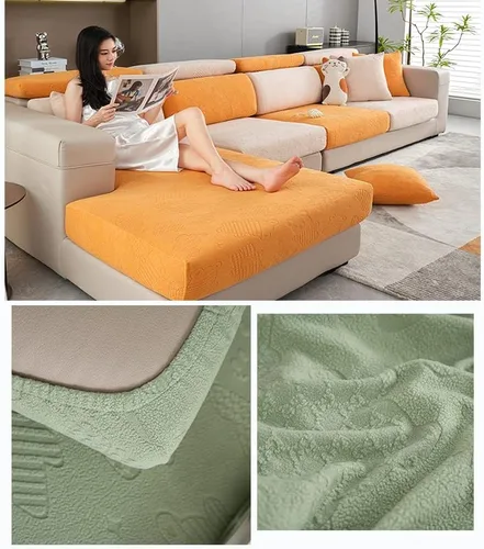 Miniatura 7 de Funda elástica para cojín de asiento de sofá, protector de muebles, funda de repuesto para cojín individual con bandas elásticas, protector