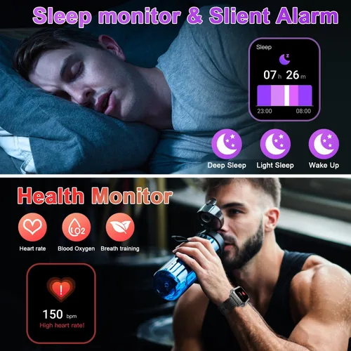 Miniatura 3 de Reloj inteligente para hombre, rastreador de ejercicio: relojes digitales militares para hombre, Bluetooth, responder llamadas, correr, impermeable