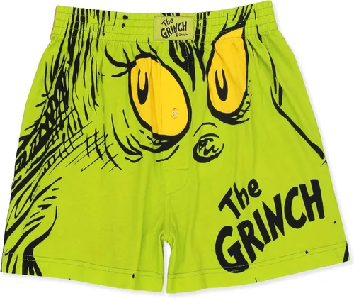 Dr. Seuss The Grinch Holiday - Pantalones cortos tipo bóxer con botones para hombre