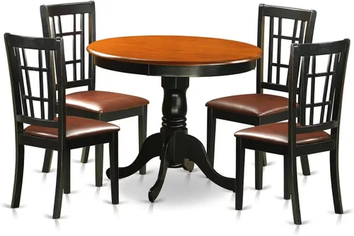 Miniatura 8 de East West Furniture ANNI3-BLK-C Juego de mesa de comedor de 3 piezas para espacios pequeños contiene una mesa de cocina redonda con pedestal y 2