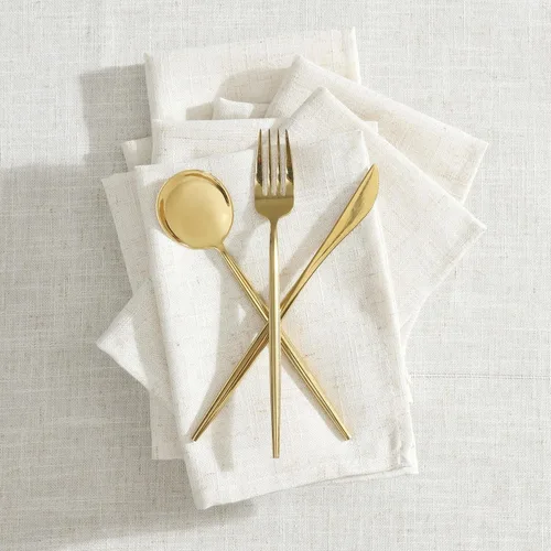 Miniatura 3 de Laura Ashley Dothan Mantel de Mezcla de Lino de Lujo para Cenas Formales, Vacaciones, Bodas o Fiestas, Juego de 8 Servilletas, Color Topo