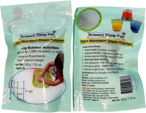 Dos bolsas de 1.76 oz de poliacrilato de sodio superabsorbente para pañales, polímero total de 3.53 oz