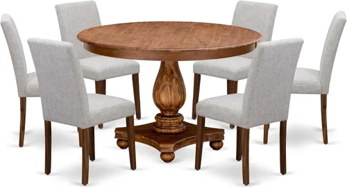 Miniatura 18 de East West Furniture F3AB5-N35 - Juego de mesa de comedor de 5 piezas, incluye una mesa de cocina redonda con pedestal y 4 sillas de comedor Parsons