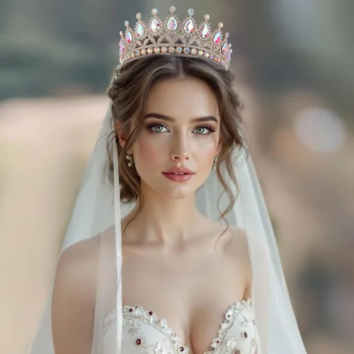 Miniatura 2 de FORSEVEN Tiaras y coronas de cristal para mujer – Boda y fiesta de cumpleaños, corona de princesa, accesorios para el cabello – Diadema de diamantes