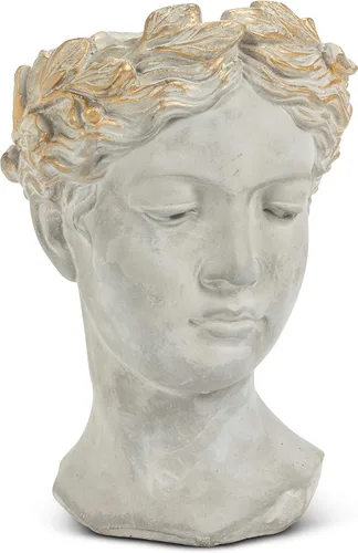 Miniatura 9 de Colección Abbott - Maceta de cabeza de diosa - Maceta de cemento extra pequeña para interior y exterior - Estatua de cabeza de mujer griega para Gris