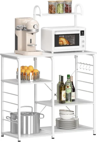 Miniatura 5 de DlandHome Soporte de microondas para cocina, soporte de carrito de microondas de 35.4 pulgadas, almacenamiento de utilidad de cocina de 3 niveles x