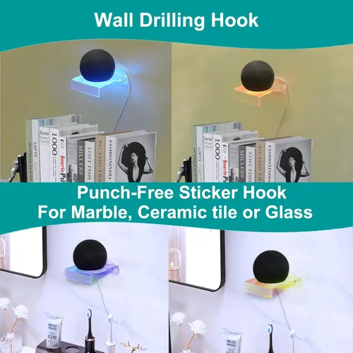 Miniatura 5 de Soporte de pared para Ech0 Dot (nuevo modelo) 5ª y 4ª generación de altavoces inteligentes Soporte Halo Glow Light Guide Bracket Crystal Clear