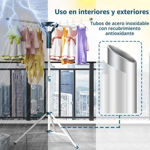 Miniatura 6 de JAUREE Trípode Perchero de Secado de Ropa Plegable para Interiores, Perchero de Secado Portátil para Ropa y de Altura Ajustable, Perchero de Secado