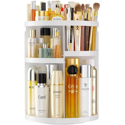 Miniatura 13 de Organizador de maquillaje giratorio de 360 grados para tocador, organizador de belleza de capacidad extra grande, organizador de perfume DIY