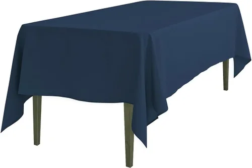 Miniatura 71 de LTC LINENS - Paquete de 2 manteles rectangulares de poliéster, de 60 x 102 pulgadas y 6 pies, color azul bebé, con caída parcial, resistentes a