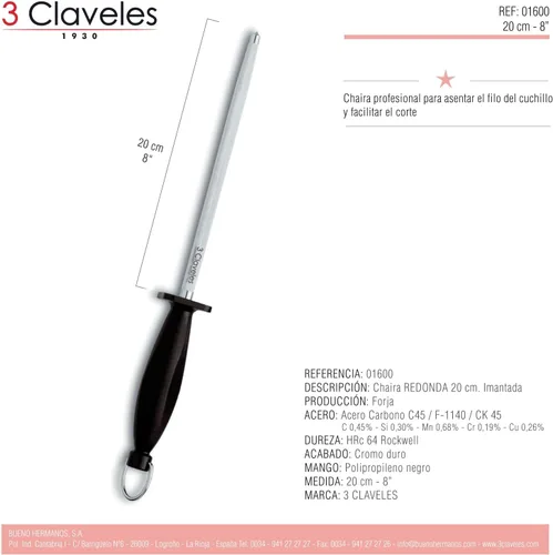 Miniatura 6 de 3 Claveles 00966 Schinkenmesser 11.4 in Wetzstahl und Schinkenabdeckung