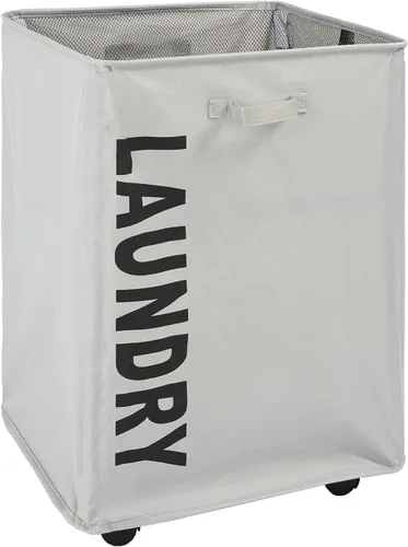 Surblue Cesta para la ropa sucia delgada con ruedas, cesta plegable para la ropa sucia con asa, contenedores de almacenamiento en las esquinas del
