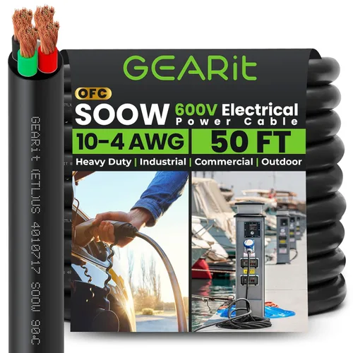 Miniatura 38 de GEARit Cable de alimentación portátil 6/3 6 AWG (100 pies - 3 conductores) SOOW 600V Cable eléctrico de calibre 6 para derivaciones de motor, luces