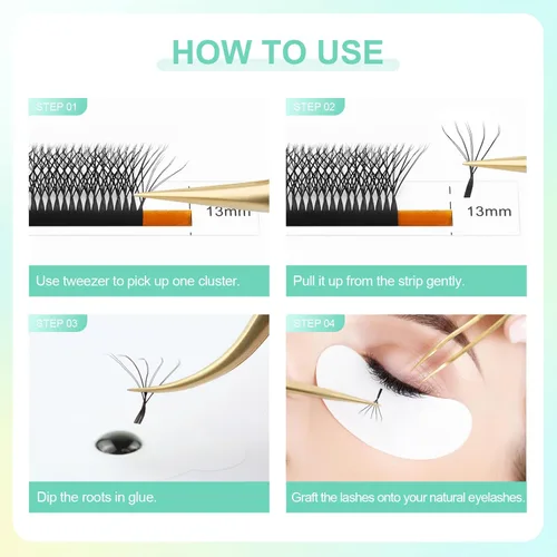 Miniatura 140 de NAGARAKU Extensiones de pestañas falsas en forma de W de 4D, suaves y naturales, con volumen, rizado D, 0.07mm, mezcla de 8-15mm, abanico 0.07-D 4D W