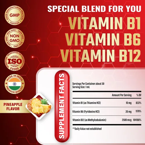 Miniatura 3 de Gotas líquidas de complejo de vitamina B 3 en 1 para mujeres y hombres, con tiamina B1, piridoxina B6, metilcobalamina B12, sin alcohol, sin OMG, 1