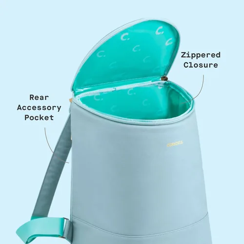 Miniatura 4 de Corkcicle EOLA Mochila enfriadora, bolsa aislante impermeable y a prueba de fugas, perfecta para vino, cerveza y bolsas de hielo Verde mar