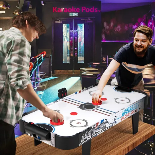 Miniatura 7 de GYMAX Mesa de Hockey de Aire, Mesa de Hockey de Aire de Sobremesa de 42" con 2 Discos, 2 Paletas, Marcador LED, Mini Mesa de Arcade de Hockey