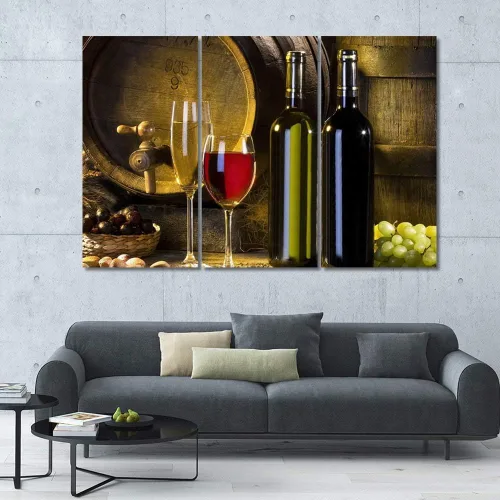Miniatura 55 de Obra de arte para paredes del hogar, 3 paneles de letras de vino tinto, pinturas de corcho, impresiones HD, arte de pared de corcho de vino sobre