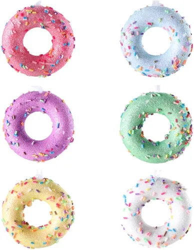 Adorno para árbol de Navidad, 6 piezas de donas colgantes pastel de macarrón para decoración de Navidad Candyland, dulce para una niña, fiesta de