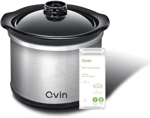 Mini calentador de olla de cocción lenta de 0.65 cuartos de galón (20 onzas) con 10 forros seguros para alimentos, juego de ollas de fondue, olla de