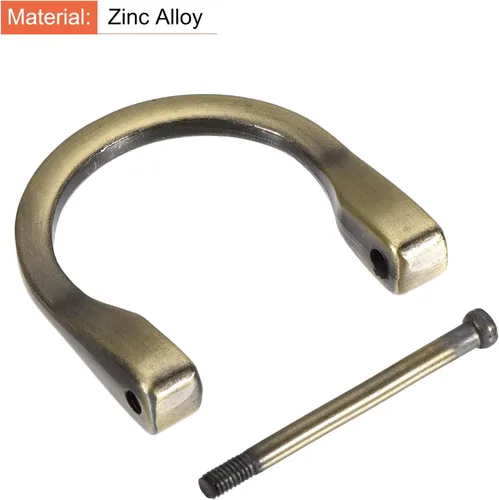 Miniatura 4 de uxcell Anillos en D de herradura en forma de U, hebilla de grillete atornillada Bronce claro