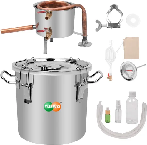 Miniatura 5 de YUEWO Still 8Gal 30L acero inoxidable agua alcohol destilador tubo de cobre kit de preparación casera para bricolaje whisky vino brandy