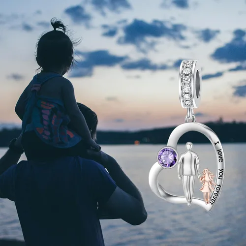 Miniatura 165 de PROESS Dije para padre, madre e hija, pulsera de plata de ley para pulseras, regalos de cumpleaños, día de San Valentín, para hija, madre, amante