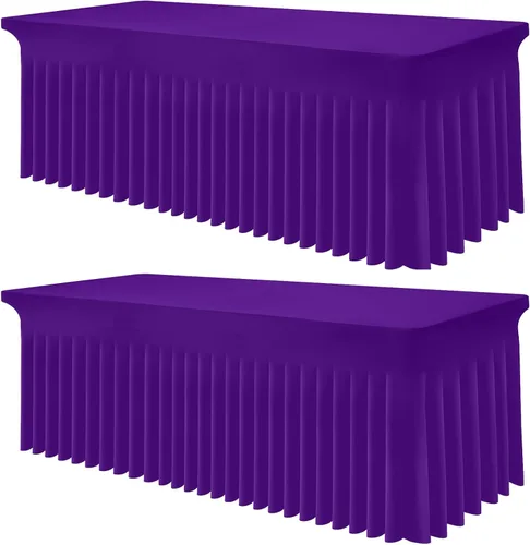 Miniatura 64 de Smiry Mantel de Spandex, Mantel Elástico Ajustable Extensible para Mesas Rectangulares de 6 Pies, Falda Cubierta de Mesa Impermeable y Lavable