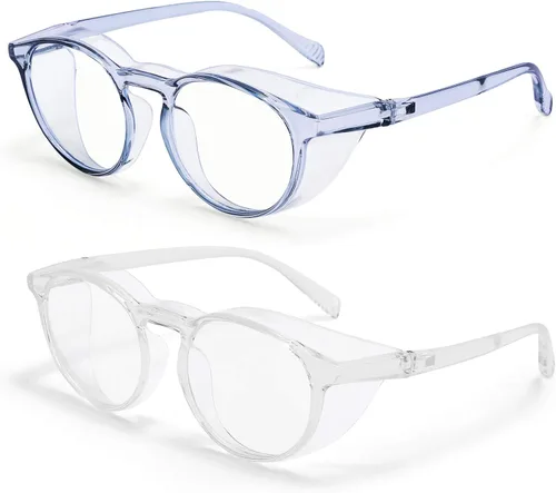 Miniatura 12 de Gafas protectoras de seguridad, lentes claros a prueba de empañamiento/rayones, para hombre, marco transparente Rosado
