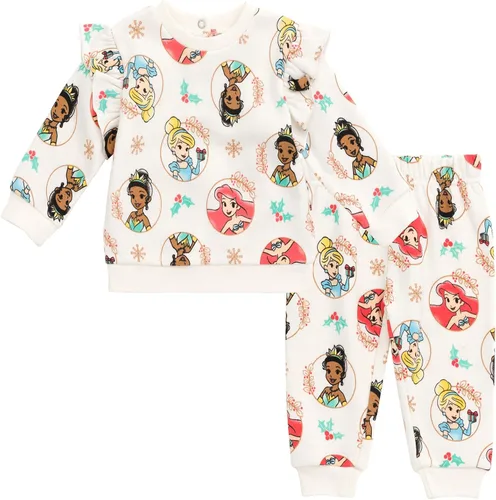 Disney Conjunto de sudadera de vellón y pantalones deportivos para niñas, tallas de recién nacido a niño grande (recién nacido - 14-16)
