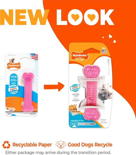 Miniatura 5 de Juguete para masticar para cachorros Nylabone, Petite., Hueso, XS, Rosado