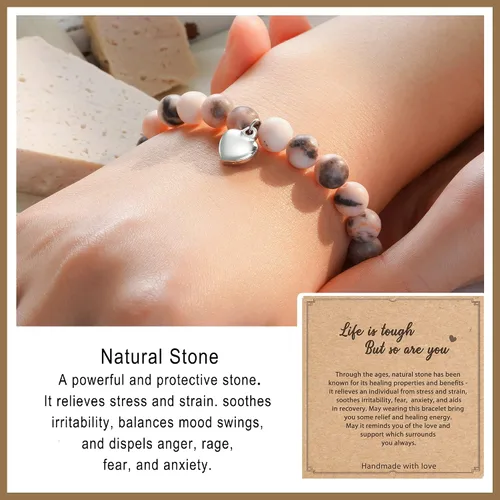 Miniatura 35 de HGDEER Regalos Get Well Soon, pulsera de amatista de piedra natural para mujeres y hombres