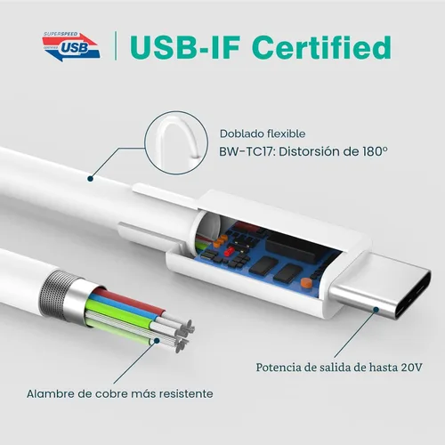 Miniatura 2 de Paquete de 2 cables USB C a USB C de 10 pies para iPad Pro de 13/12.9/11 pulgadas, Air 5/4, Mini 6, MacBook Air/Pro Charger, iPhone 17/16/15 Pro
