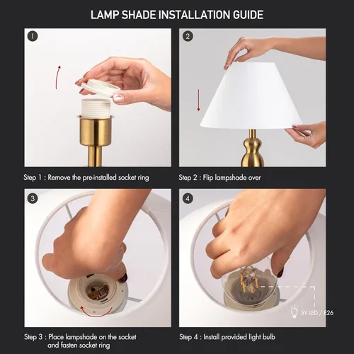 Miniatura 7 de O'Bright Ember – Lámpara de Mesa Inalámbrica – Recargable, Regulable al Tacto, Funciona con Batería, Bombilla LED E26, Carga Rápida Tipo C, Lámpara