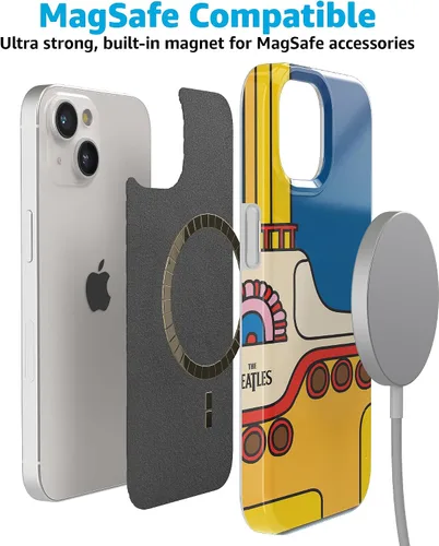 Miniatura 6 de Casely Funda para iPhone 15 Plus Yellow Submarine Beatles Compatible con MagSafe Diseño clásico ultra delgado Submarino Amarillo Beatles